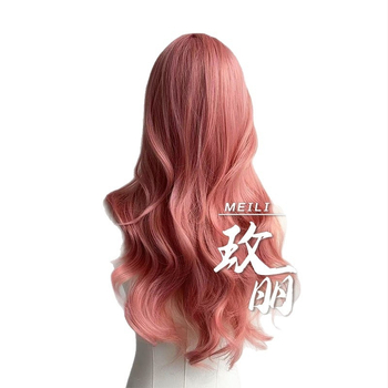 Bedis Mg-cj6163 perucă lungă cu bucle mari și breton, scalp simulat, păr din sârmă rezistentă la temperaturi înalte, posibilitatea de vopsire sau perm