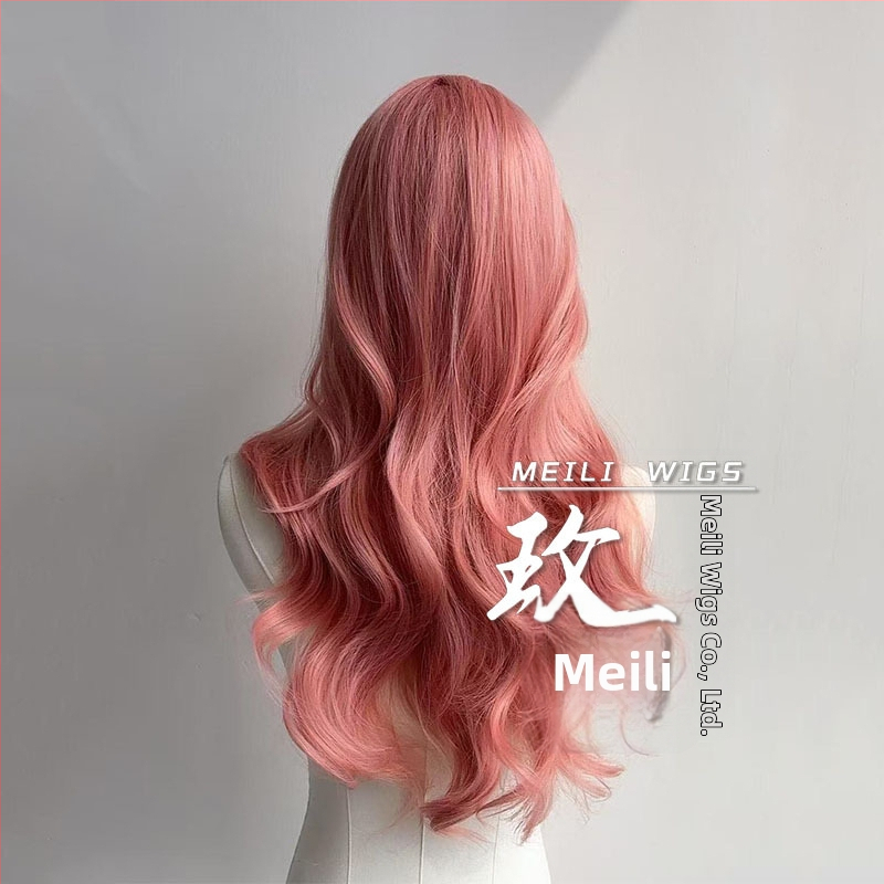 Bedis Mg-cj6163 perucă lungă cu bucle mari și breton, scalp simulat, păr din sârmă rezistentă la temperaturi înalte, posibilitatea de vopsire sau perm