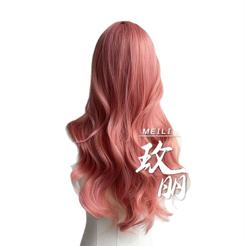 Bedis Mg-cj6163 perucă lungă cu bucle mari și breton, scalp simulat, păr din sârmă rezistentă la temperaturi înalte, posibilitatea de vopsire sau perm