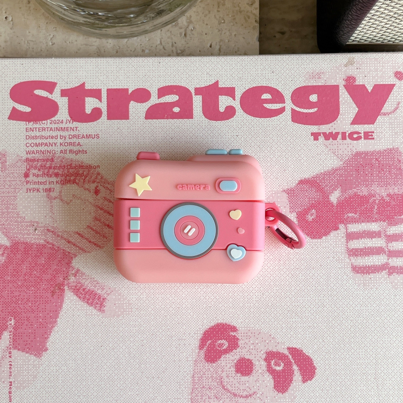 Carcasă pentru AirPods Pro cu design de cameră în stil desen animat | husă din silicon | compatibilă cu AirPods Pro (generațiile 2/3/4) | fabricată prin injecție