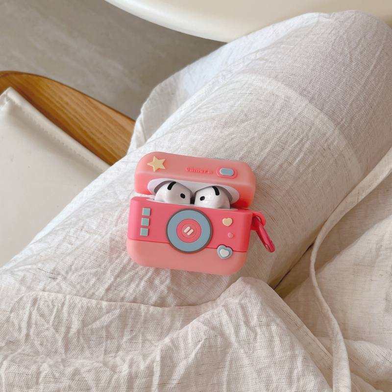 Carcasă pentru AirPods Pro cu design de cameră în stil desen animat | husă din silicon | compatibilă cu AirPods Pro (generațiile 2/3/4) | fabricată prin injecție