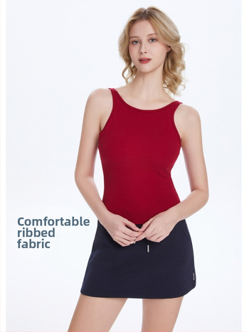Jógový top s integrovanou vložkou do podprsenky, ryhovaná textúra, priedušný rýchloschnúci materiál nylon-spandex (80-90%), dlhý strih, priliehavý strih
