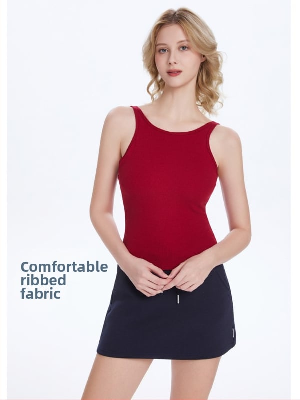 Jógový top s integrovanou vložkou do podprsenky, ryhovaná textúra, priedušný rýchloschnúci materiál nylon-spandex (80-90%), dlhý strih, priliehavý strih