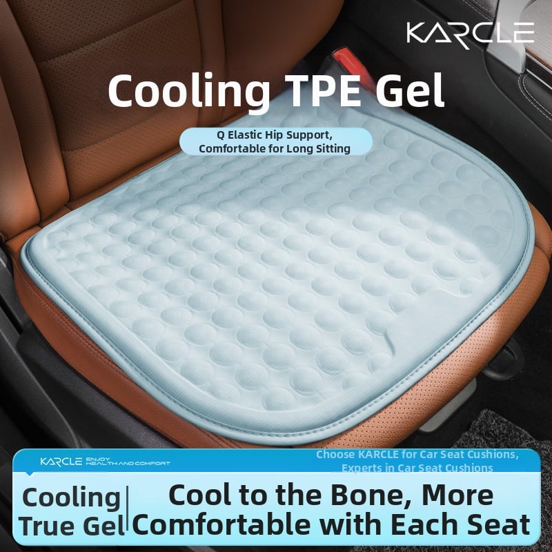 Μαξιλαράκι καθίσματος αυτοκινήτου από γέλη για καλοκαίρι — δροσιστικό, εξαεριζόμενο και διαπνέον, κατάλληλο για όλους τους τύπους οχημάτων — Karcle/Card