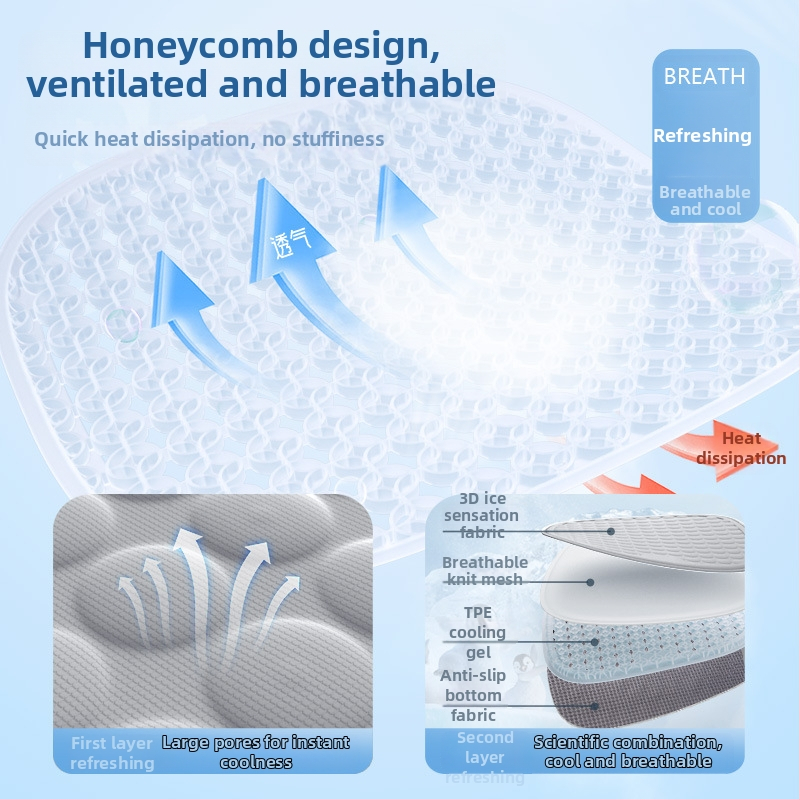 Μαξιλαράκι καθίσματος αυτοκινήτου από γέλη για καλοκαίρι — δροσιστικό, εξαεριζόμενο και διαπνέον, κατάλληλο για όλους τους τύπους οχημάτων — Karcle/Card