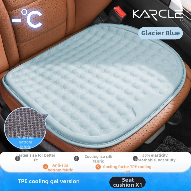 Μαξιλαράκι καθίσματος αυτοκινήτου από γέλη για καλοκαίρι — δροσιστικό, εξαεριζόμενο και διαπνέον, κατάλληλο για όλους τους τύπους οχημάτων — Karcle/Card