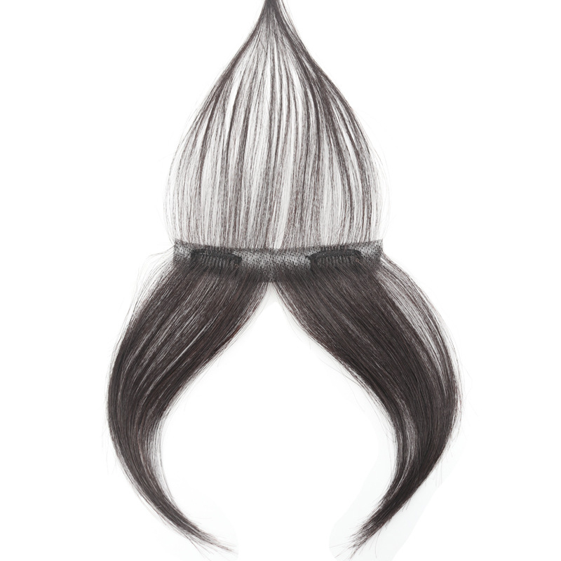 Păr perucă cu breton pentru femei, linie naturală a frunții, păr real uman, țesută complet manual, breton drept sau înclinat, poate fi vopsit