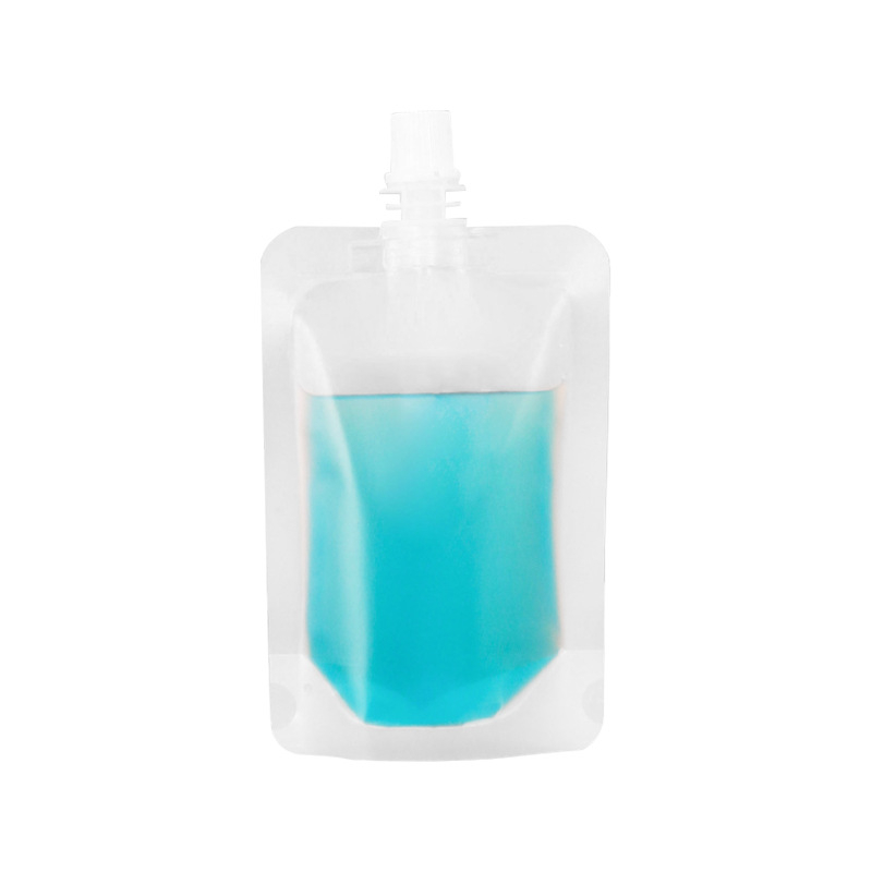 Sac plastic cu gură de distribuție pentru băuturi, finisaj mat, cu sprijin propriu, de unică folosință