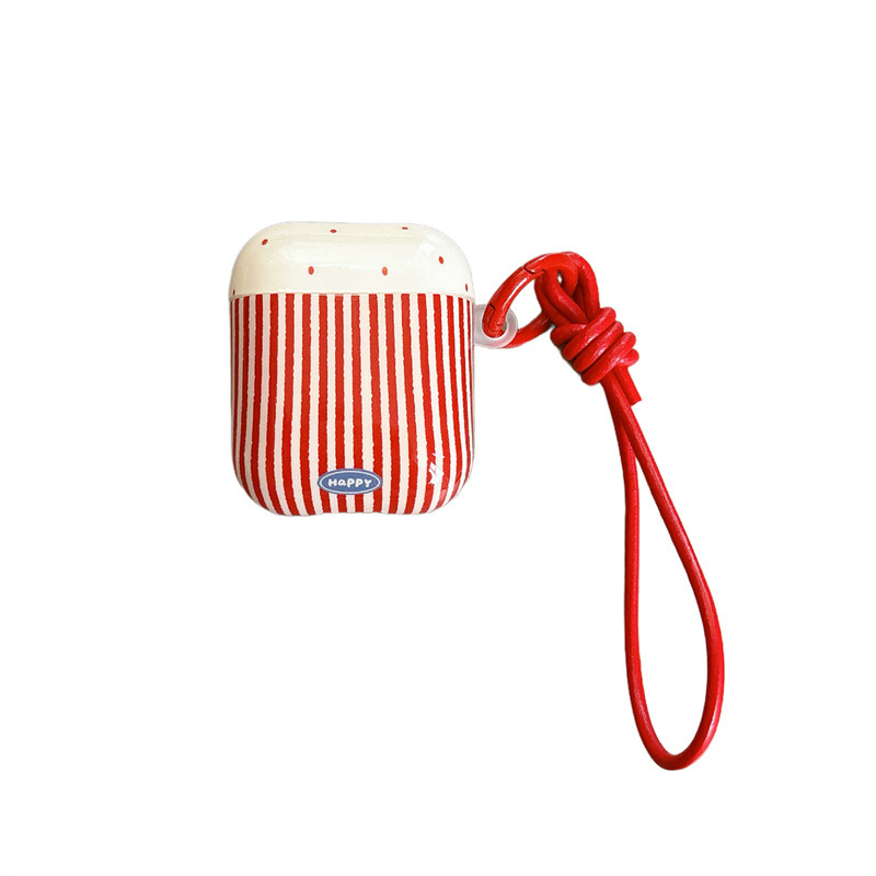 Kućište za AirPods u Han stilu s točkicama i prugama, s narukvicom, za AirPods 3/4 i AirPods Pro 2 (Apple Bluetooth slušalice)