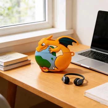 Carcasă de protecție AirPods Pro 2 - Dragon de foc 3D (PVC; Acoperire totală, Stil desen animat; Drip Glue; Apple)