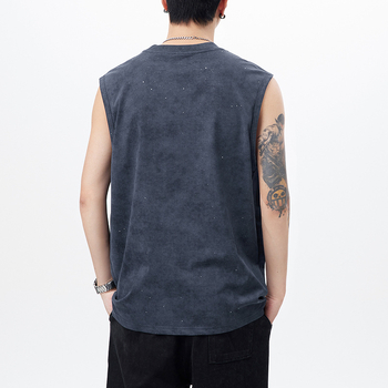 Vesta fără mâneci cu imprimeu Baby's Breath, țesătură subțire din amestec bumbac-poliester (62% bumbac, 38% poliester), croială lejeră, stil de vară