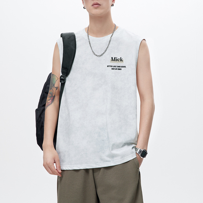 Vesta fără mâneci cu imprimeu Baby's Breath, țesătură subțire din amestec bumbac-poliester (62% bumbac, 38% poliester), croială lejeră, stil de vară