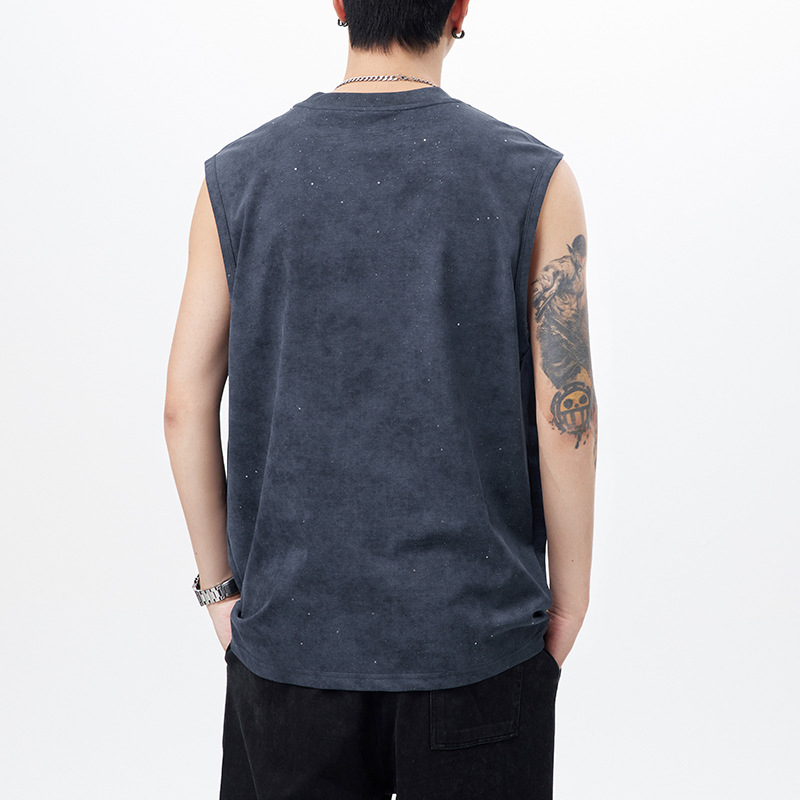 Vesta fără mâneci cu imprimeu Baby's Breath, țesătură subțire din amestec bumbac-poliester (62% bumbac, 38% poliester), croială lejeră, stil de vară