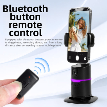 Телефонен стабилизатор с AI автоматично проследяване и лицево разпознаване | пан-tilt, Bluetooth дистанционно, настолен държач за лайв стрийминг