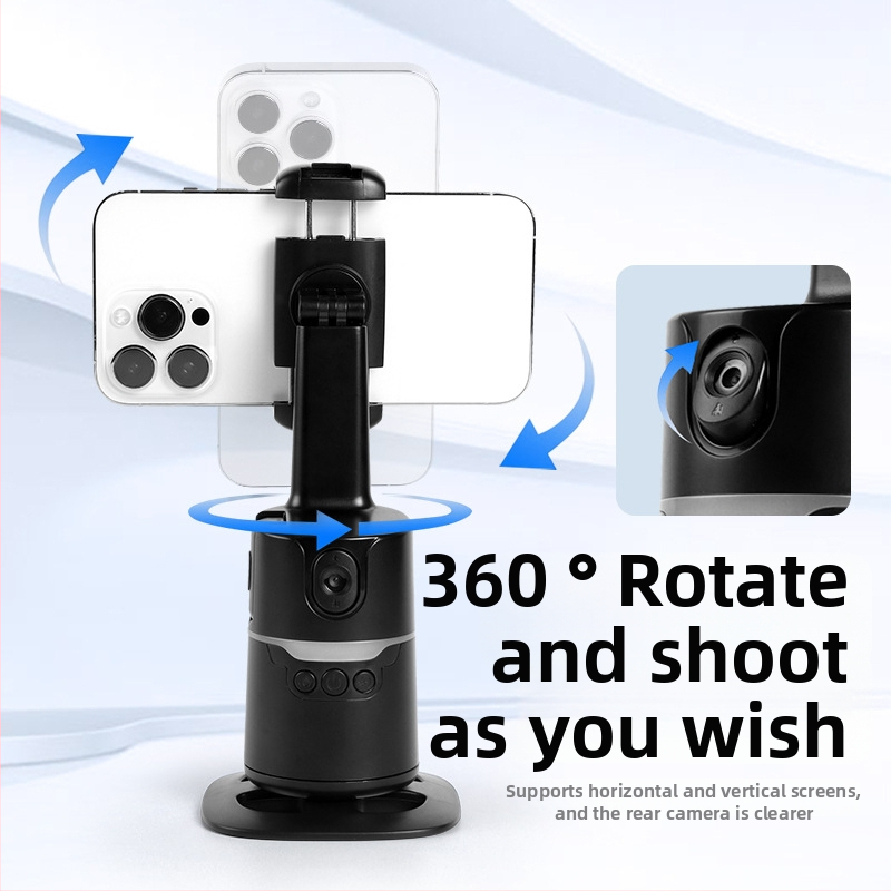 Телефонен стабилизатор с AI автоматично проследяване и лицево разпознаване | пан-tilt, Bluetooth дистанционно, настолен държач за лайв стрийминг