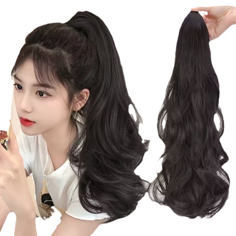 Perucă ponytail - păr lung, bucle mari, mecanism de clips, model: coadă ondulată, fir rezistent la temperaturi înalte