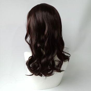 Perucă cu păr lung, bucle lejere și breton Qi, fibre rezistente la temperatură, model 728, poate fi vopsită, origine Jiangxi