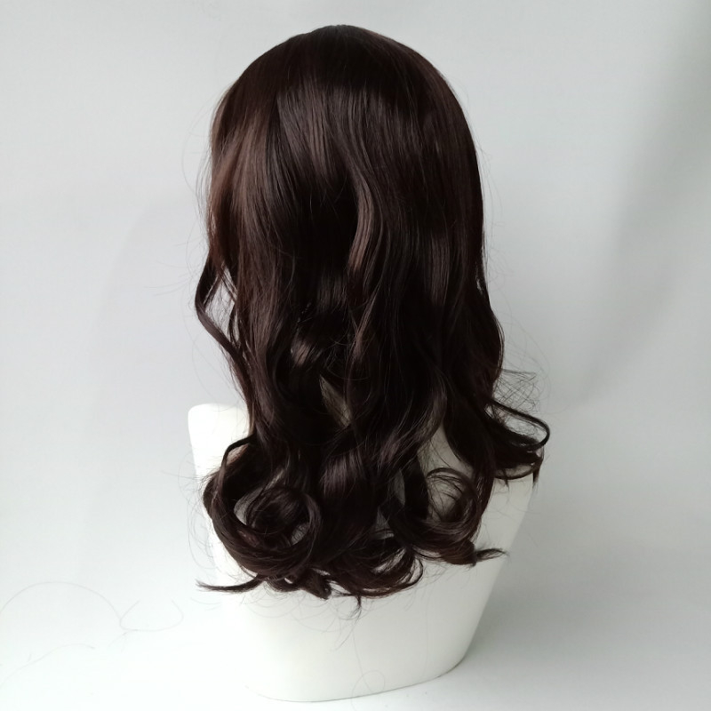 Perucă cu păr lung, bucle lejere și breton Qi, fibre rezistente la temperatură, model 728, poate fi vopsită, origine Jiangxi
