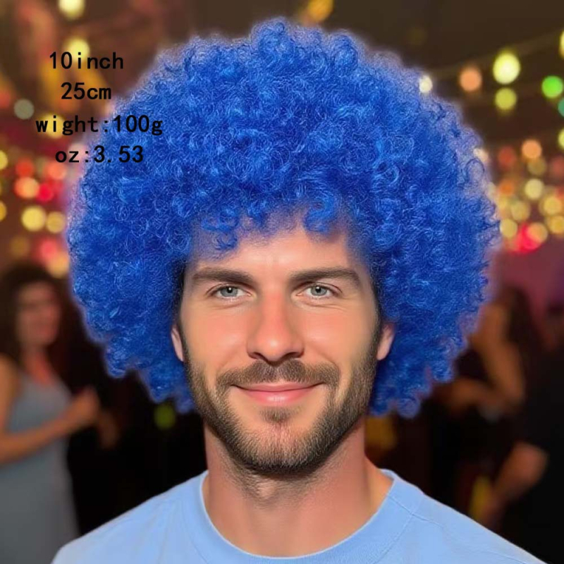 Runfeng Perucă Afro — păr scurt buclat, stil exotic, material păr K Silk/P Silk, breton drept, model Afro, KH-1551