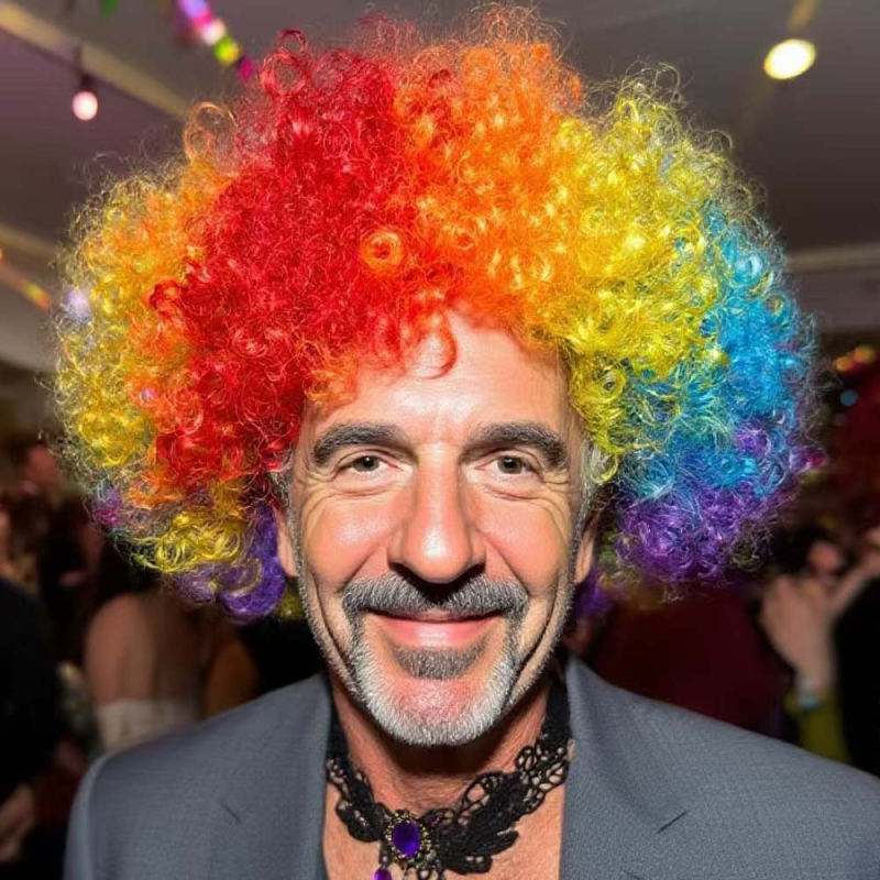 Runfeng Perucă Afro — păr scurt buclat, stil exotic, material păr K Silk/P Silk, breton drept, model Afro, KH-1551