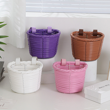 Coș de depozitare împletit pentru trotinete și biciclete pentru copii – imitație de ratan, din plastic, model 202410291, stil vintage