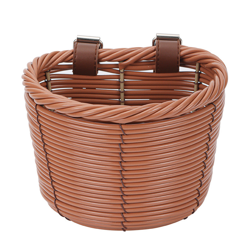 Coș de depozitare împletit pentru trotinete și biciclete pentru copii – imitație de ratan, din plastic, model 202410291, stil vintage