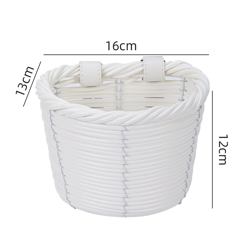 Coș de depozitare împletit pentru trotinete și biciclete pentru copii – imitație de ratan, din plastic, model 202410291, stil vintage