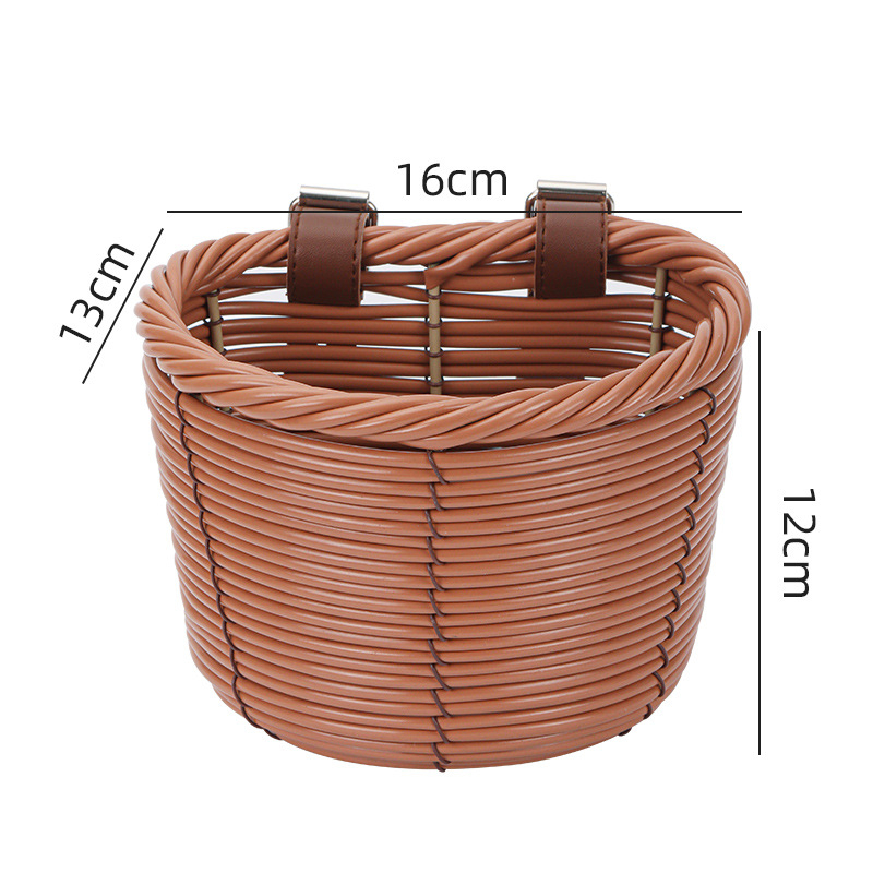 Coș de depozitare împletit pentru trotinete și biciclete pentru copii – imitație de ratan, din plastic, model 202410291, stil vintage