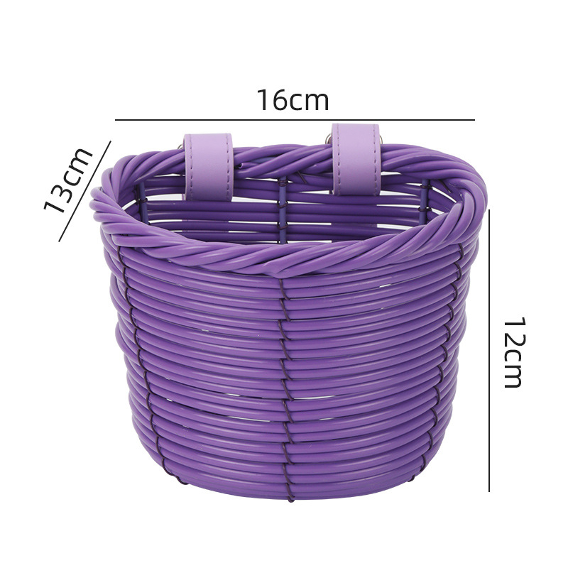 Coș de depozitare împletit pentru trotinete și biciclete pentru copii – imitație de ratan, din plastic, model 202410291, stil vintage