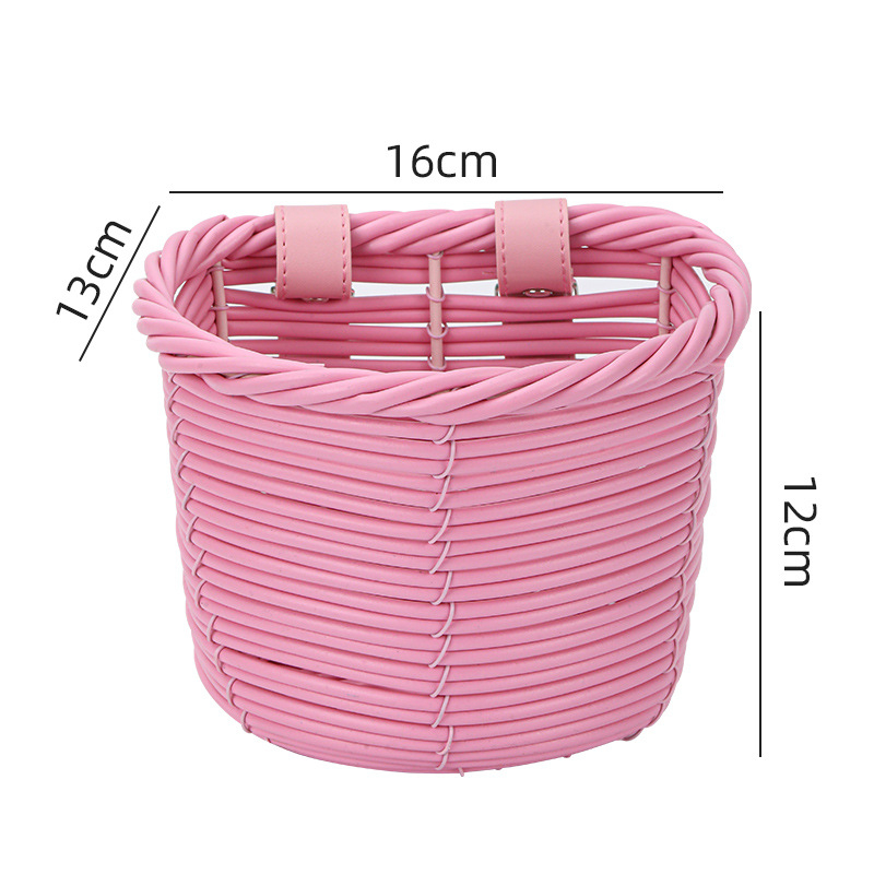 Coș de depozitare împletit pentru trotinete și biciclete pentru copii – imitație de ratan, din plastic, model 202410291, stil vintage