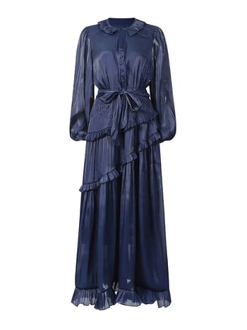 Rochie cu stil neregulat, decolteu în V, mâneci lungi, talie înaltă, poliester flexibil (toamna 2025)