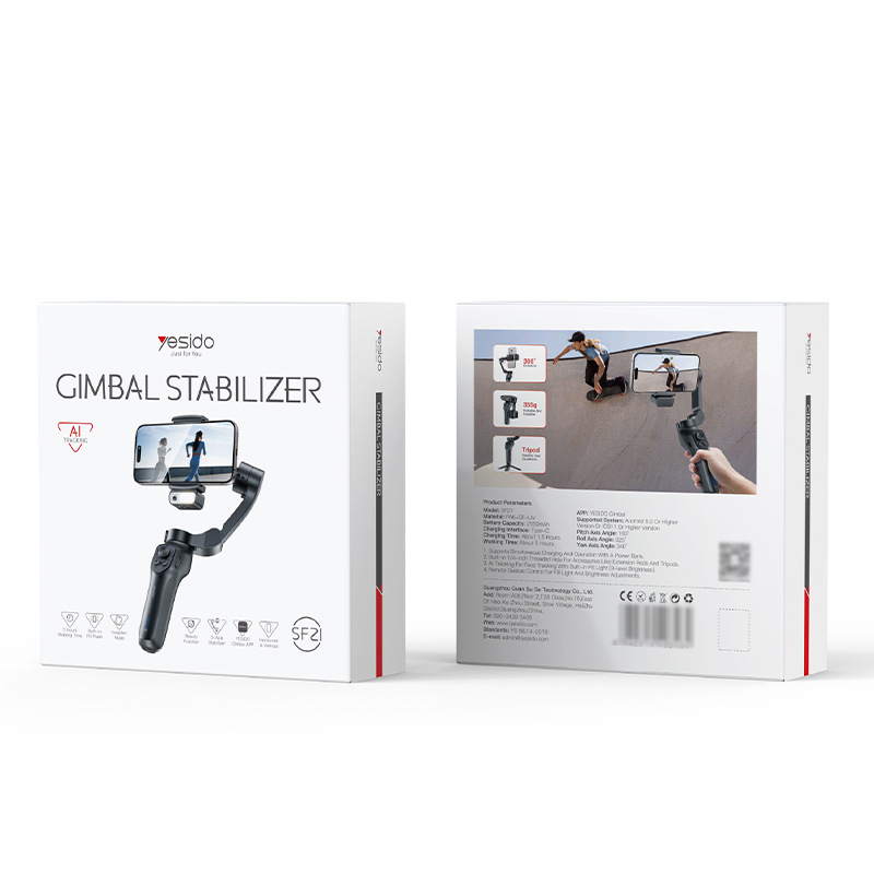 Stabilizator pentru telefon mobil pentru live streaming, cu gimbal cu trei axe, design pliabil, portabil, urmărire AI a feței, telecomandă
