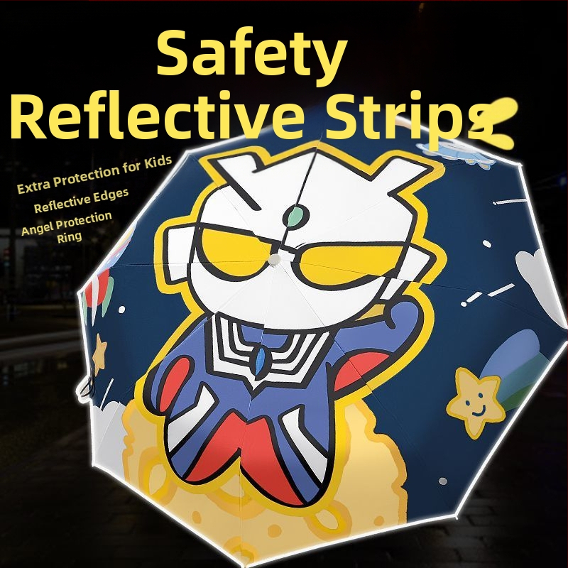 Dječji kišobran s karikaturnim dizajnom, automatsko otvaranje i zatvaranje, poliester tkanina