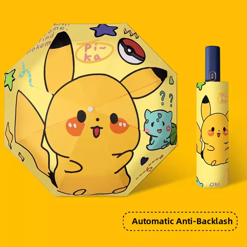 Dječji kišobran s karikaturnim dizajnom, automatsko otvaranje i zatvaranje, poliester tkanina