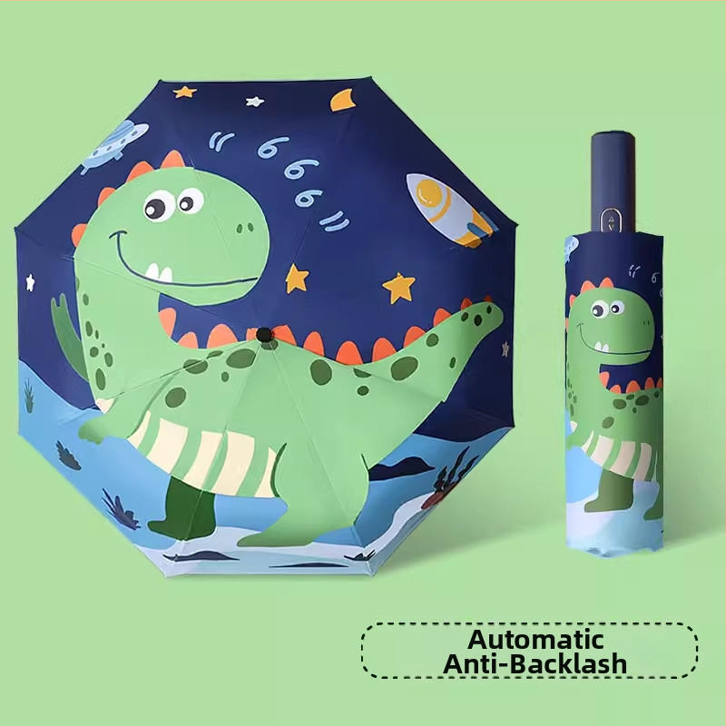 Dječji kišobran s karikaturnim dizajnom, automatsko otvaranje i zatvaranje, poliester tkanina