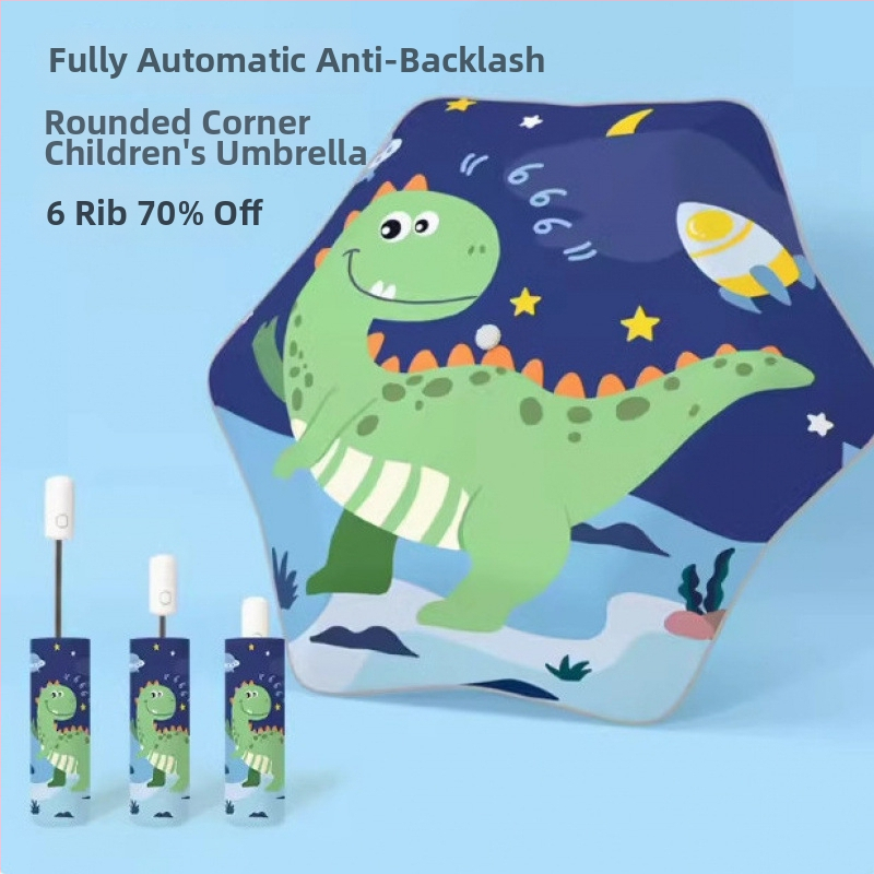 Dječji kišobran s karikaturnim dizajnom, automatsko otvaranje i zatvaranje, poliester tkanina