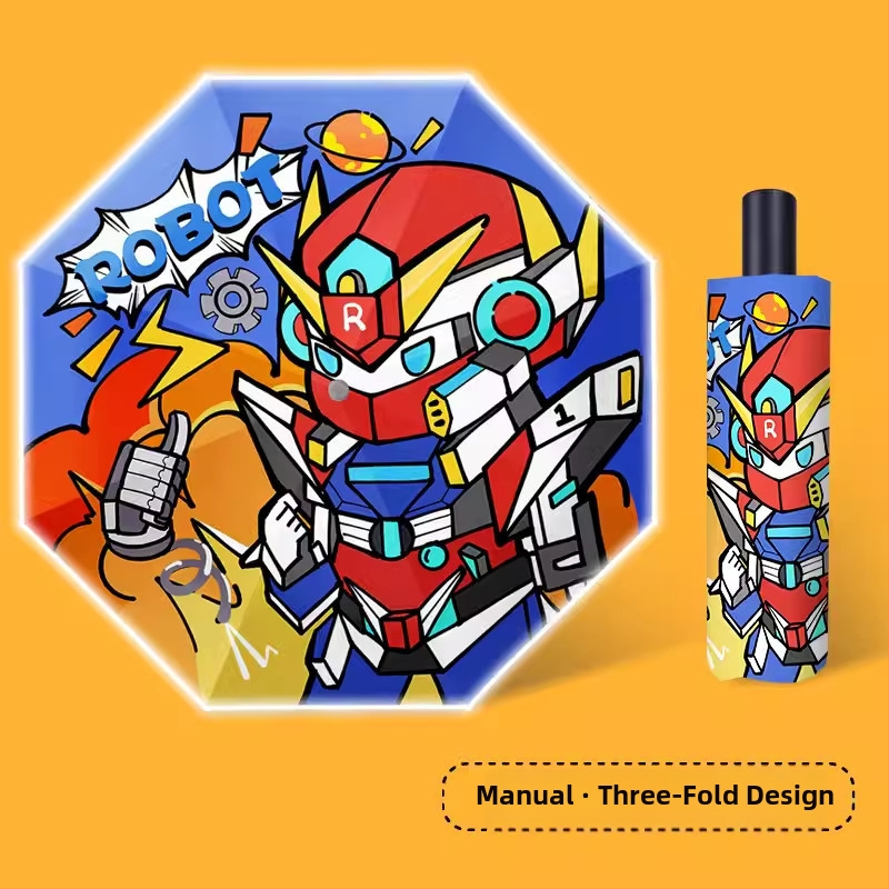 Dječji kišobran s karikaturnim dizajnom, automatsko otvaranje i zatvaranje, poliester tkanina