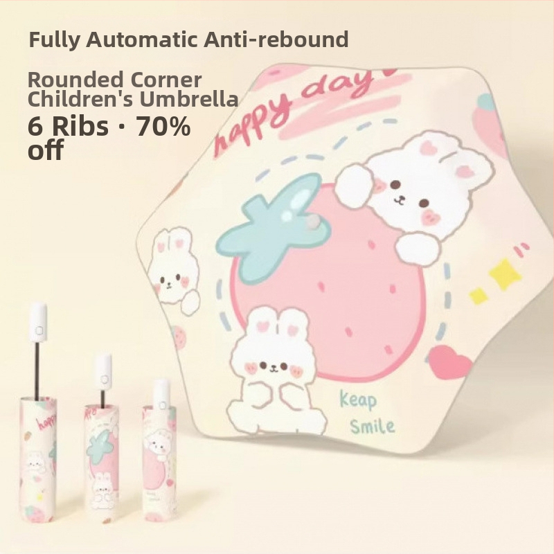 Dječji kišobran s karikaturnim dizajnom, automatsko otvaranje i zatvaranje, poliester tkanina