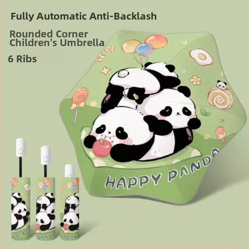Dječji kišobran s karikaturnim dizajnom, automatsko otvaranje i zatvaranje, poliester tkanina