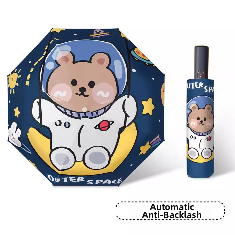 Dječji kišobran s karikaturnim dizajnom, automatsko otvaranje i zatvaranje, poliester tkanina