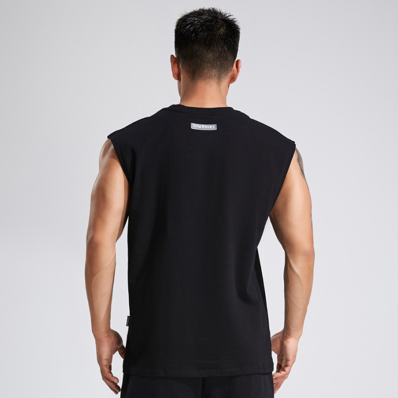 Ανδρικό αμάνικο προπονητικό γιλέκο από βαμβάκι, με φαρδιούς ώμους, γρήγορο στέγνωμα, κατάλληλο για τρέξιμο και ποδηλασία.