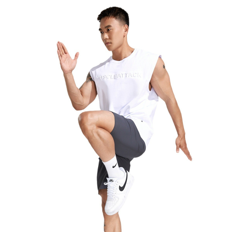 Ανδρικό αμάνικο προπονητικό γιλέκο από βαμβάκι, με φαρδιούς ώμους, γρήγορο στέγνωμα, κατάλληλο για τρέξιμο και ποδηλασία.