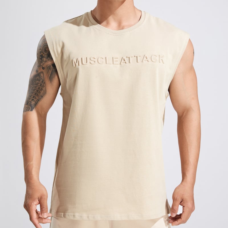 Ανδρικό αμάνικο προπονητικό γιλέκο από βαμβάκι, με φαρδιούς ώμους, γρήγορο στέγνωμα, κατάλληλο για τρέξιμο και ποδηλασία.