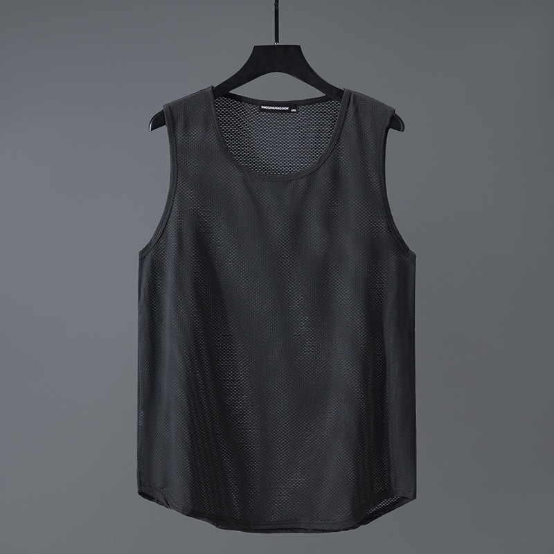Lagan bezrukavni T-shirt top, najlon mrežasta tkanina Ice-silk, 84% najlona, brzo suši, za ljeto, sport