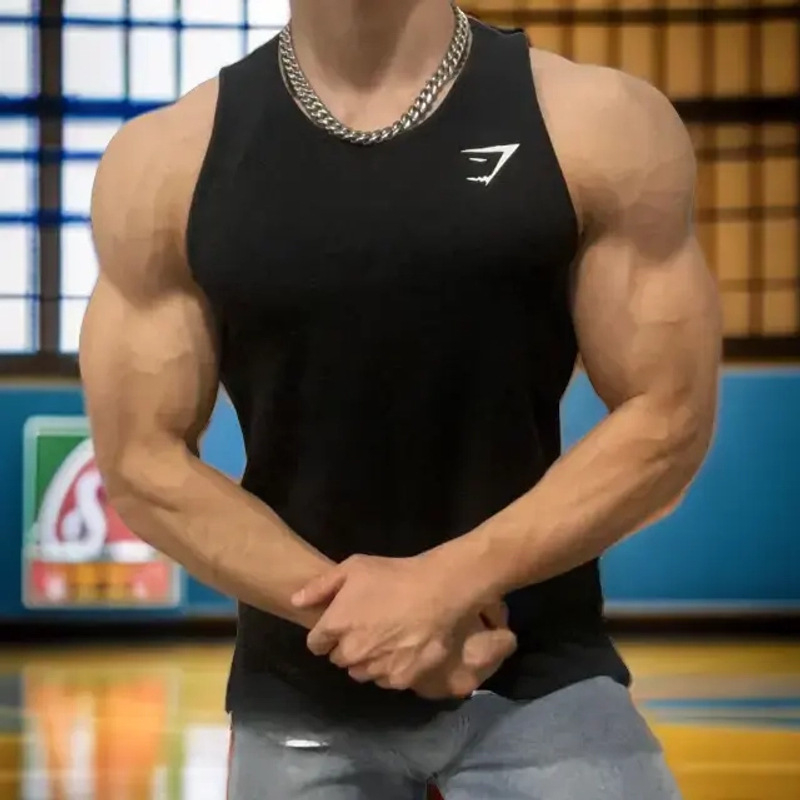 Αθλητικό γιλέκο με γρήγορο στέγνωμα 100% πολυεστέρας, σχέδιο με γράμματα, καλοκαιρινό μοντέλο για ενήλικες άνδρες, ιδανικό για τρέξιμο