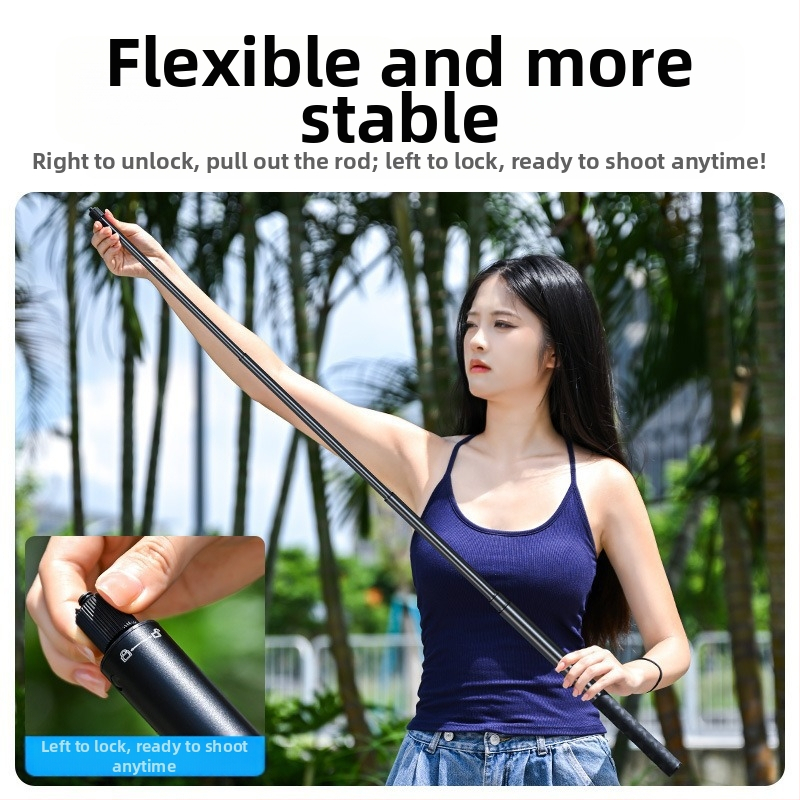 Selfie stick extins pentru DJI Pocket 3, 5 secțiuni, aliaj de aluminiu și ABS, compatibil universal, greutate maximă sub 2 kg