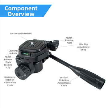 Trojrozmerná gimbal hlava pre fotografovanie a videá s platňou pre rýchle uvoľnenie, pre telefón a fotoaparát, univerzálny statív, uchytenie: 3/8, 1/4, 5/8 palca; 360° otáčanie, horizontálne 180°, vertikálne 90°, hmotnosť 270 g