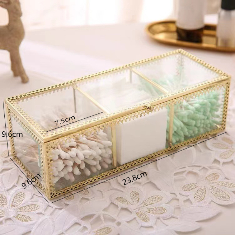 Cutie de depozitare pentru ruj cu capac – Organizator cosmetic din sticlă pentru birou, trei etaje, protecție împotriva prafului, display cu sertare pentru pudră și fard de ochi