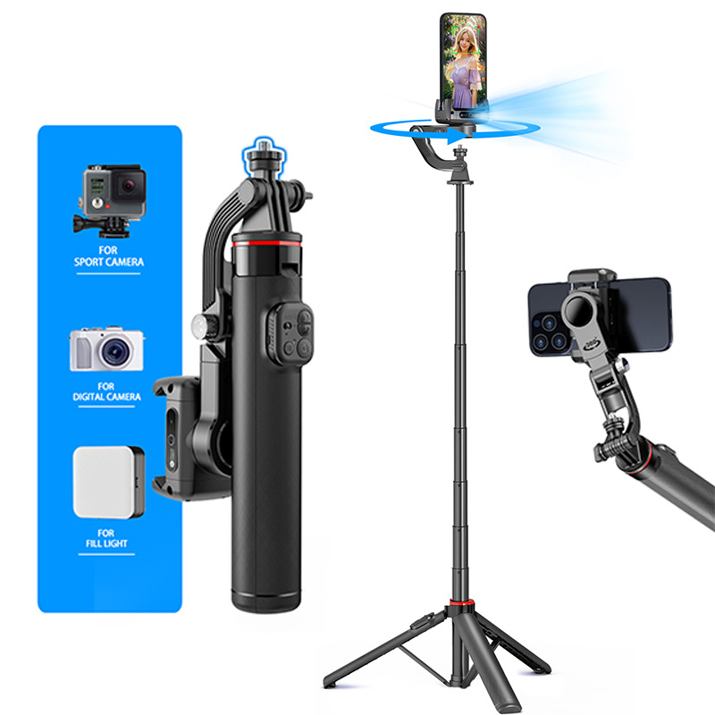 Stabilizator Gimbal cu trepied extensibil și telecomandă Bluetooth pentru telefon – corp din aliaj de aluminiu, compatibil universal, suport IBIS