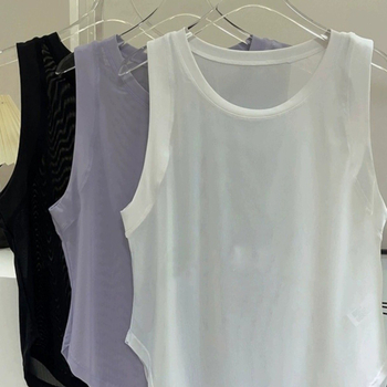 Γυναικείο αμάνικο τοπ γιόγκα – διαπερατό, γρήγορο στέγνωμα, με πάνελ από δίχτυ, άνετη γραμμή, πολυεστέρας